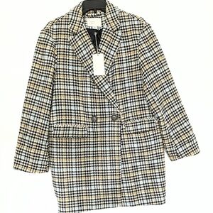 Women's Oversized A New Day Blue/Black Plaid Blazer Jacket/Overcoat